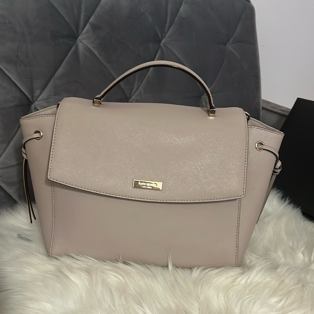 Kate Spade Taupe Medium Satchel Bag With Crossbody Strap